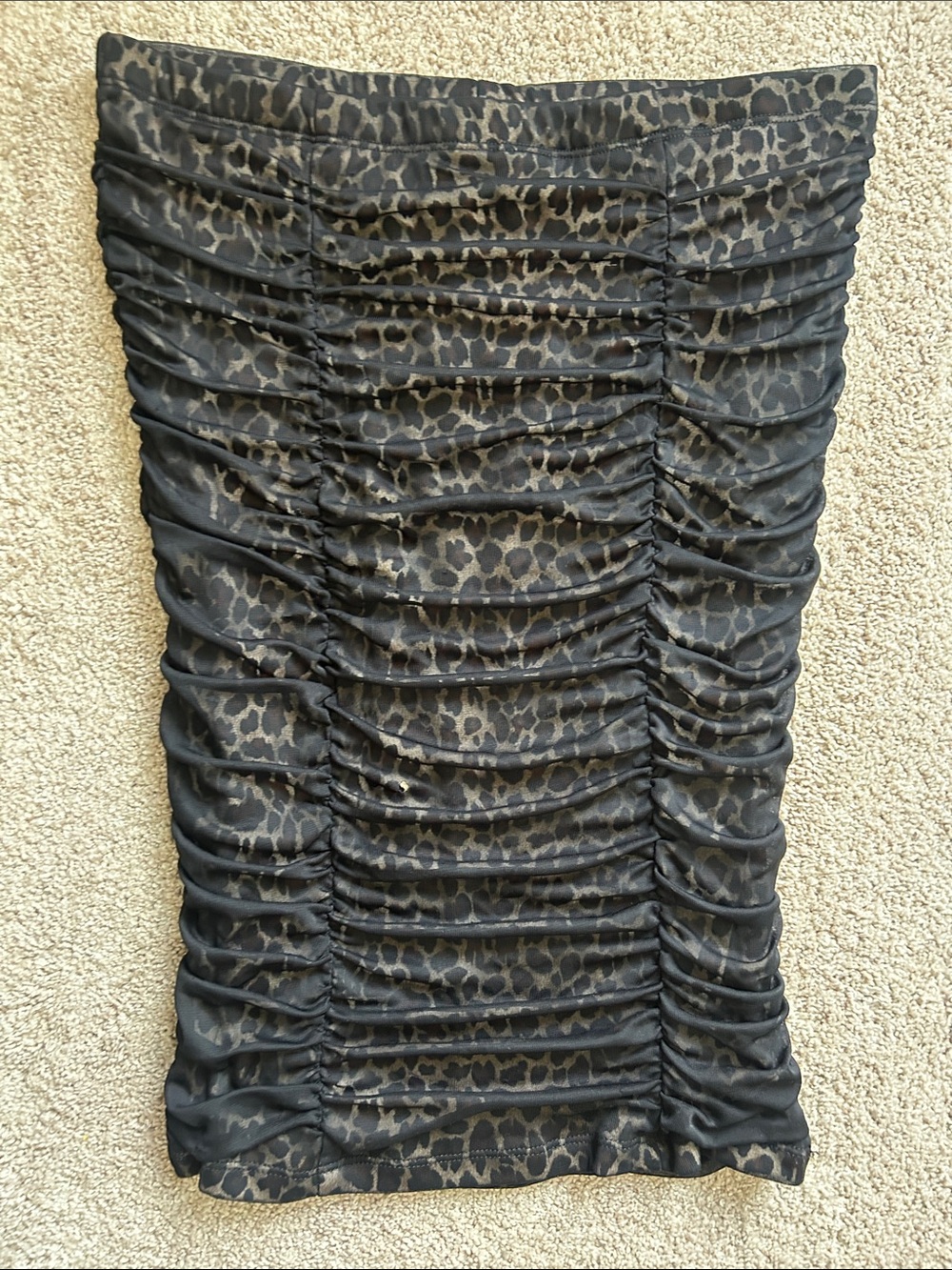 XOXO Ruched Animal Print Pencil Skirt - Black & Brown